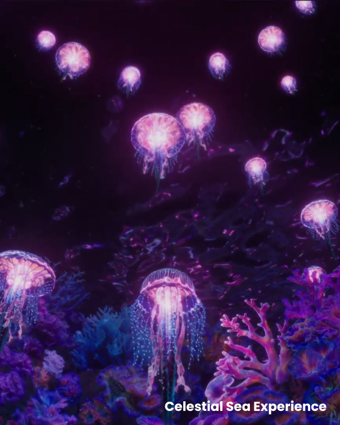 Healium Celestial Sea Experience featuring jellyfish underwater