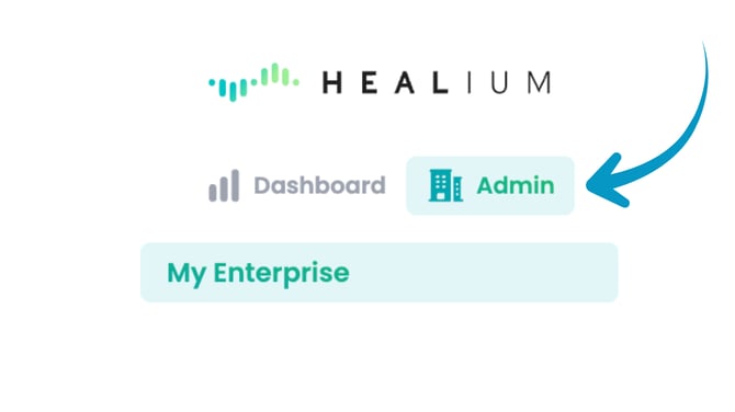 Healium Dashboard - Admin tab
