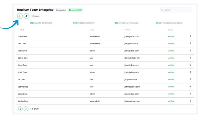 Healium Dashboard - Bulk Invite users