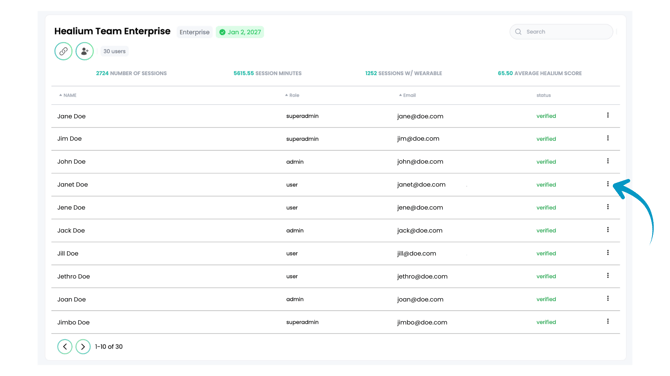 Healium Dashboard - Remove user