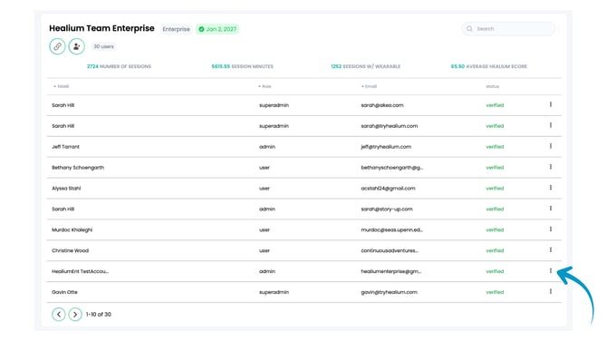 Healium Dashboard - Remove user