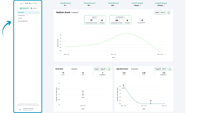 Healium Dashboard Navbar