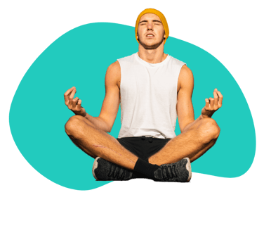 Graphic of man meditating to achieve flow state