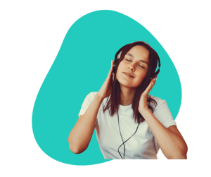 Woman listening to music graphic