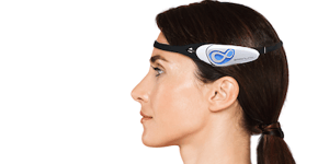 Woman wearing a brainlink headband