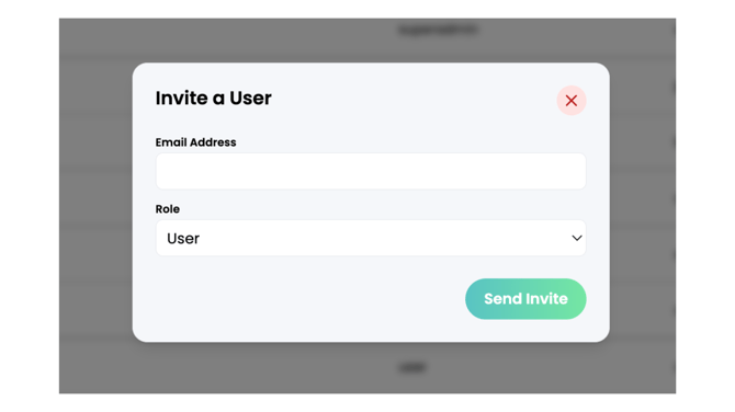Invite User popup