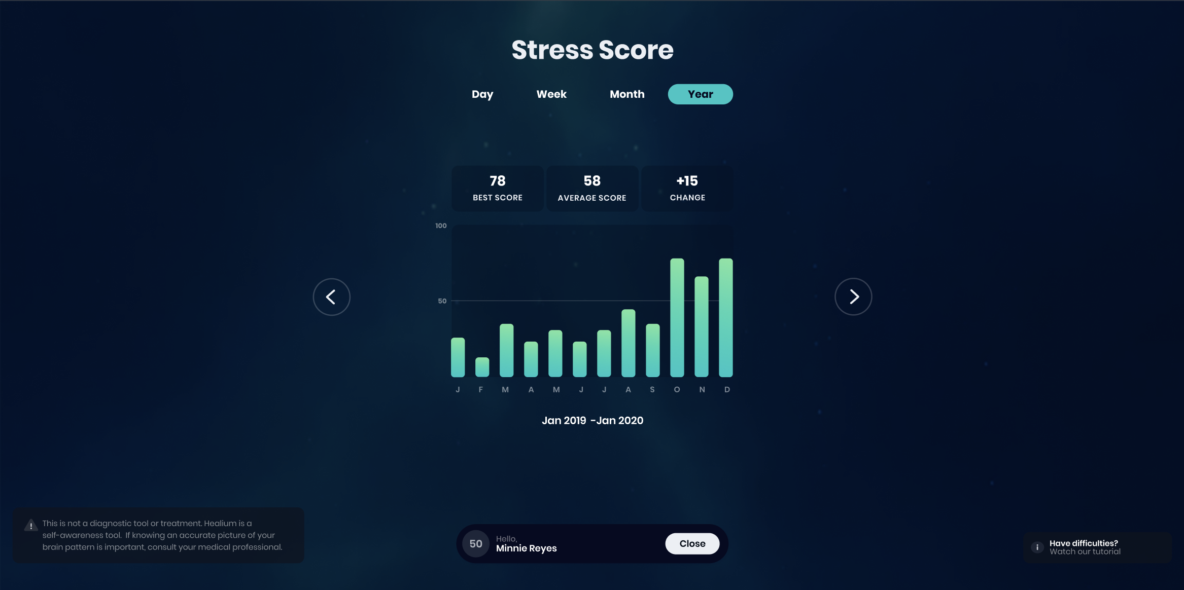 Healium stress score screenshot